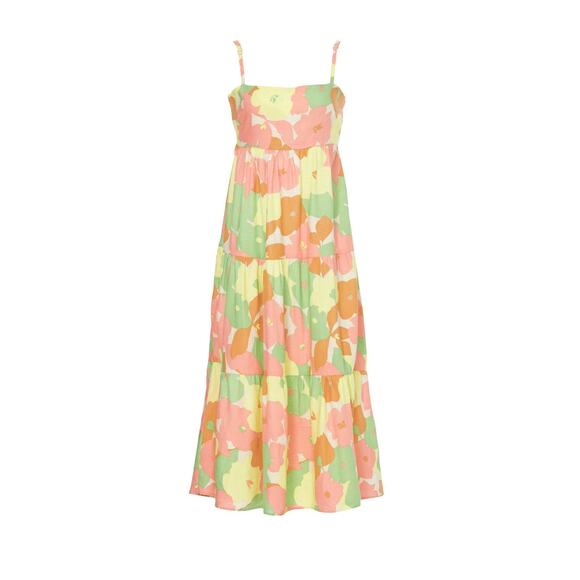 SANCTUARY Pastel Floral Cutout Back Tie Bow Get Away Maxi Vacation Midi Dress S - Picture 3 of 11